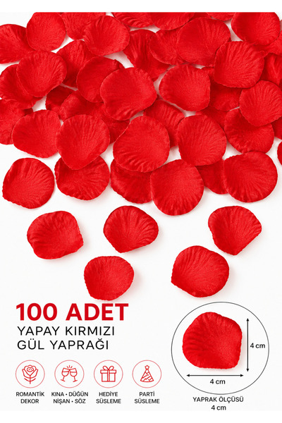 BERAYE Yapay Kırmızı Gül Yaprağı, Romantik Dekor Hediye Süs Düğün Kına Söz Ni...