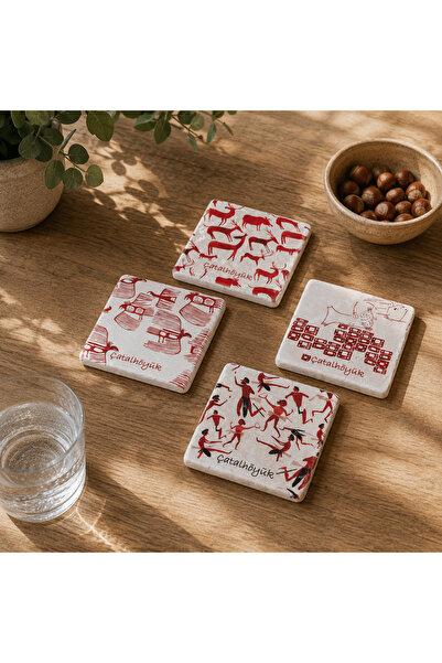 Anadolia Cutlery Series 4-Piece Travertine Coasters