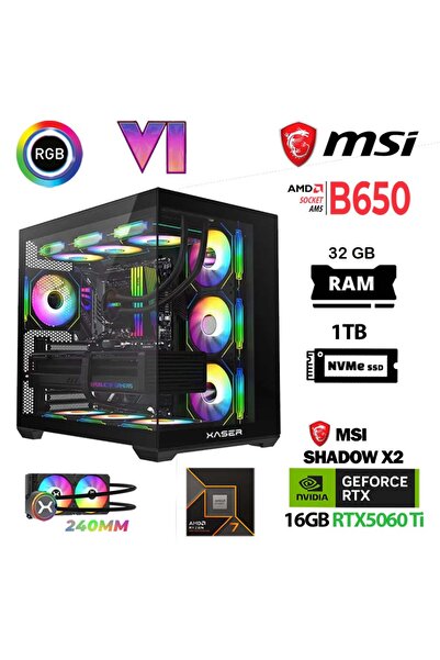 XASER Lexus X690 Ryzen 7 7800x3d 32GB 1tb M2 Ssd 16gb Rtx5060Ti Sıvı Soğutmal...