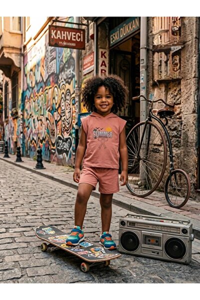 babykugu Unisex Bebek Çocuk Oversize Şortlu Takım