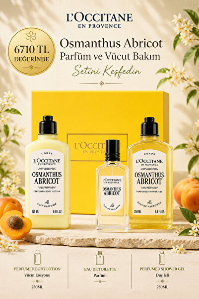 L'Occitane Osmanthus Abricot Parfüm ve Vücut Bakım Seti, Özel Kutulu, 3'lü Set