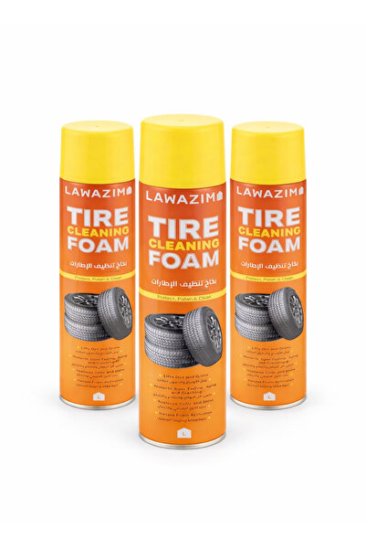 Lawazim 3-Piece Tire Cleaning Foam Spray - 650ml - Easy to Use Active Foam Ti...
