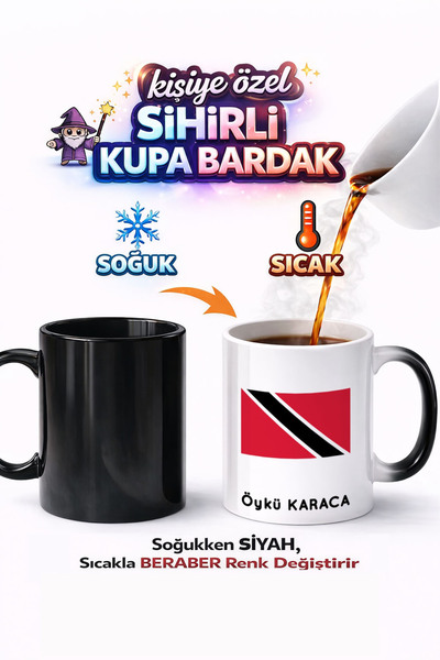 Kirbi Reklam كوب سحري مطبوع عليه علم ترينيداد وتوباغو هدية