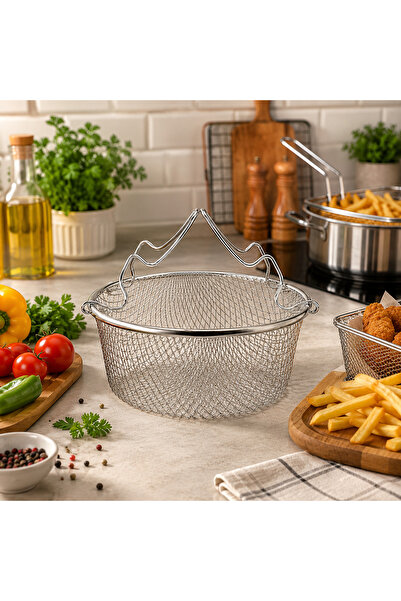 Natsan Kızartma Teli Çift Kulplu Cips Sepeti 22 Cm
