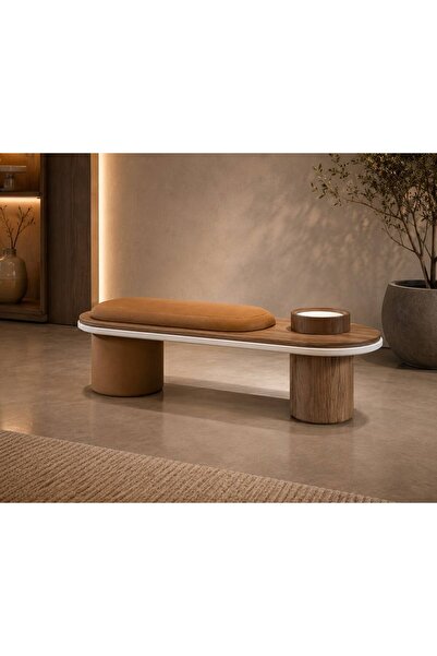 larissa design ahşap bench puf