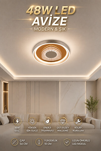 Elvora Home Modern (PREMİUM) LED Avize Plafonyer Tavan Aydınlatma Armatürü Go...
