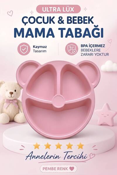 MorBebe Lüx Mama Tabağı Çocuk ve Bebek [ PEMBE ]