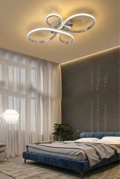 Lzy Avize Store Liya Tasarım Krom LED Plafonyer Avize - 3 Renk Işıklı Ayarlan...