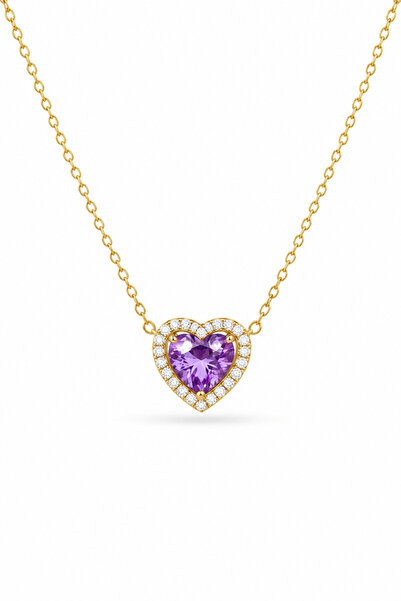 Lucente Jewellery Special Boxed Women's Necklace - Purple Stone Heart Lover L...