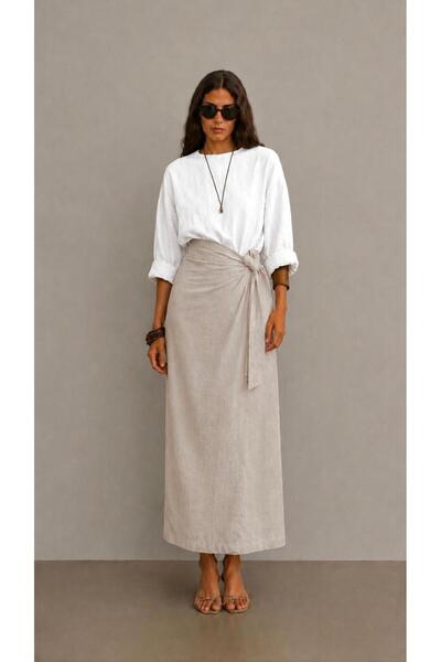 Woven Fabric Side Tie Skirt