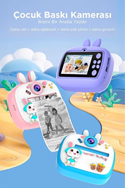Torima Dijital Fotoğraf Makinesi Çocuk Termal Resim Kağıt Baskılı Yazıcı Kamera Video Makinesi CMR18 Pembe