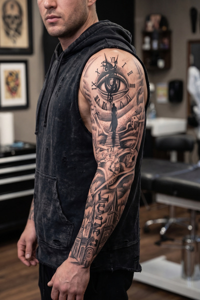 BP Tattoo Borne Tam Boy Kol Dövmesi Kol Kaplama Tattoo