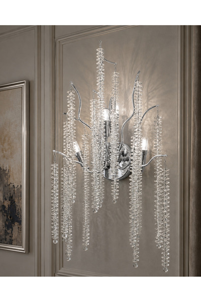 Led YENİ APLİK AĞAÇ LÜX KRİSTAL 3 AMPÜL KROM RENK İTHAL KASA