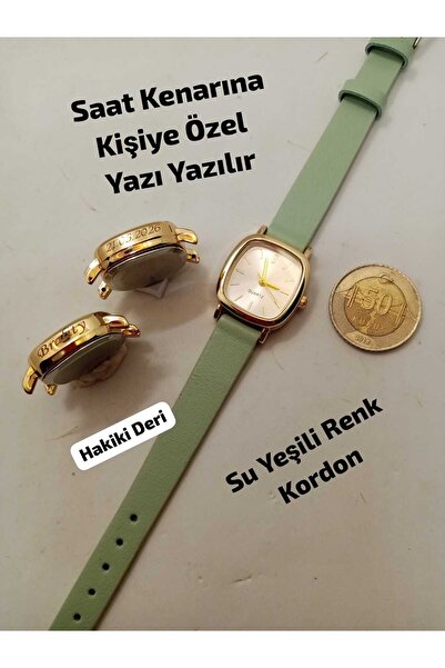 Brality SAAT KENARINA KİŞİYE ÖZEL YAZI YAZILIR , Vintage Model , Su Yeşili Re...