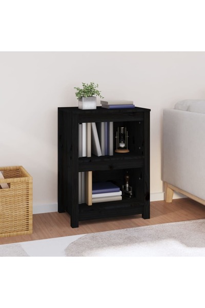 Concept Bibliotecă, negru, 50x35x68 cm, lemn masiv de pin