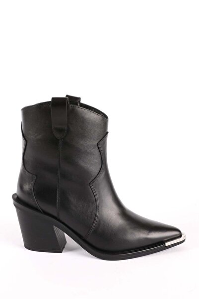Hayati Arman Women's Genuine Leather Pointed Toe Thick Heeled Western Cowboy ...