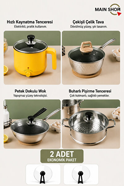 MAİN SHOP 2 Adet Dikey Tasarım Tencere Tava Kapağı Tutma Kolu Isıya Dayanıklı...