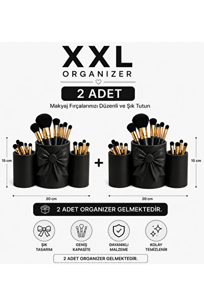 HEDİX DİGİTAL Hedix 3-Piece Decorative Tabletop Brush Holder/Pen Holder XXL D...