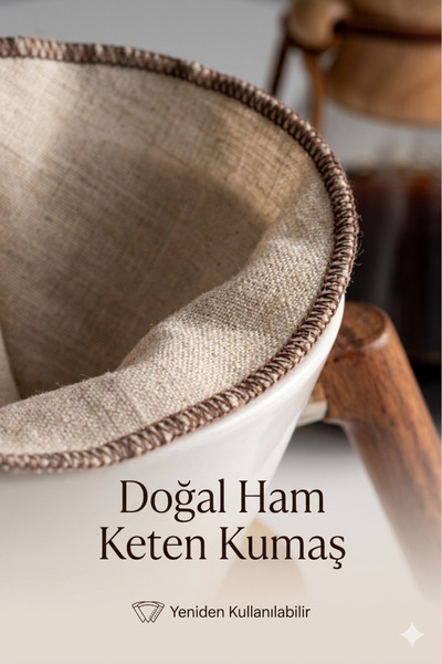 SUNYOGA Ham Keten Bez Kahve Filtresi Set 3 adet – Tekrar Kullanılabilir, Doğa...
