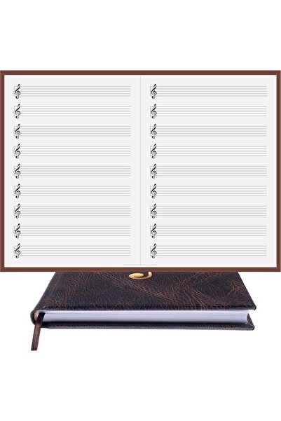 BİDEFTER Music Notebook (LEFT KEY, LEFT CUT STRIP) 100% Handmade, Hand Stitch...