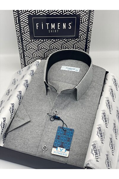 Fitmens Klasik Kısa Kol Keten Cotton Hediye Kutulu Erkek Gömlek FS-003624 - K...