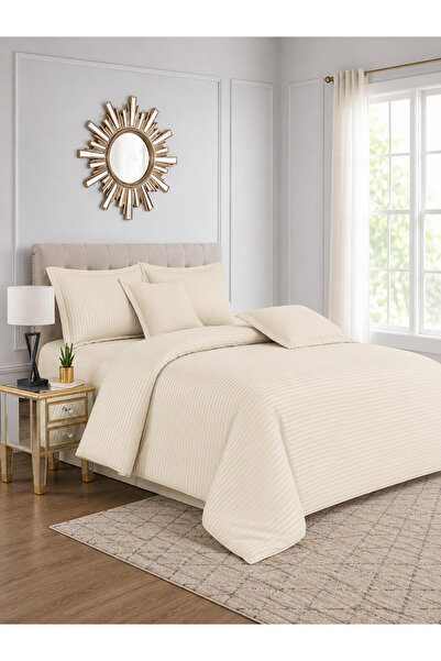 Generic طقم لحاف ناعم مخطط من Sleep Night، مقاس كينج (220×240 سم)، 6 قطع، بنم...