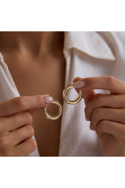 Sembol Gold 14K Altın Halka Küpe 4 mm 2.5 cm
