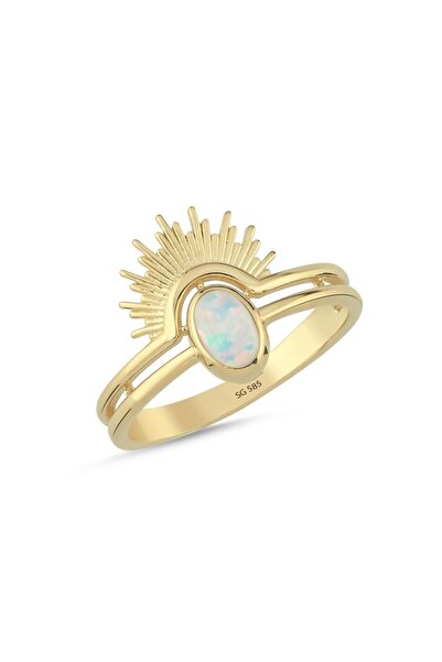 Sembol Gold 14 Ayar Opal Taşlı Güneş Model Altın Yüzük 2,75 Gr