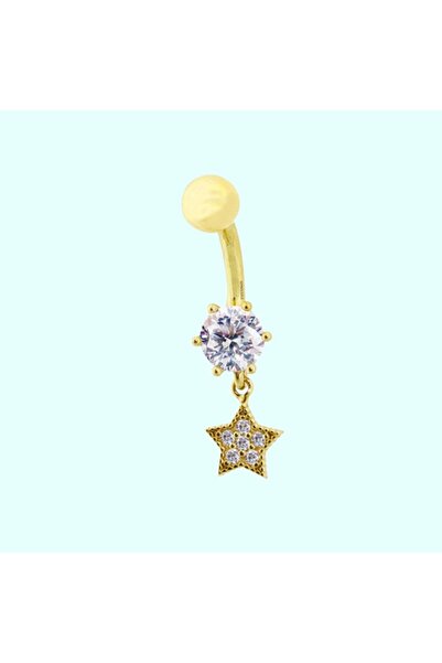 Sembol Gold Altın Göbek Piercing 14 Ayar Sallantılı Yıldız