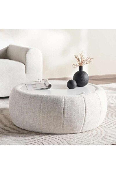 PAN HOME Obsidian Ottoman - White