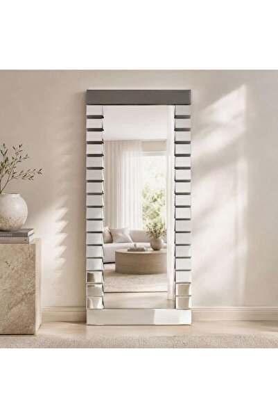 PAN HOME مرآة أرضية فانتوم مصنوعة يدويًا 60×160 سم - فضية اللون