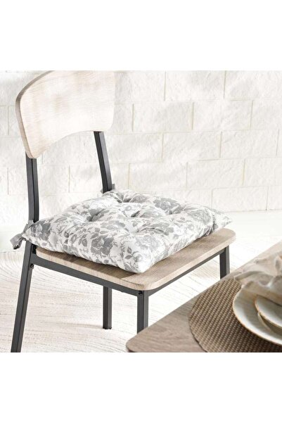 PAN HOME وسادة كرسي قطنية مطبوعة بتصميم الحديقة الإنجليزية 40×40 سم - رمادي