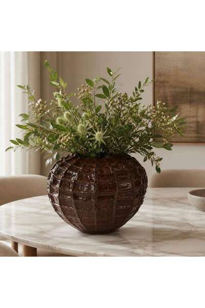 PAN HOME Fulcrum Ceramic Bulbous Vase 31.5x31.5x26cm - Brown
