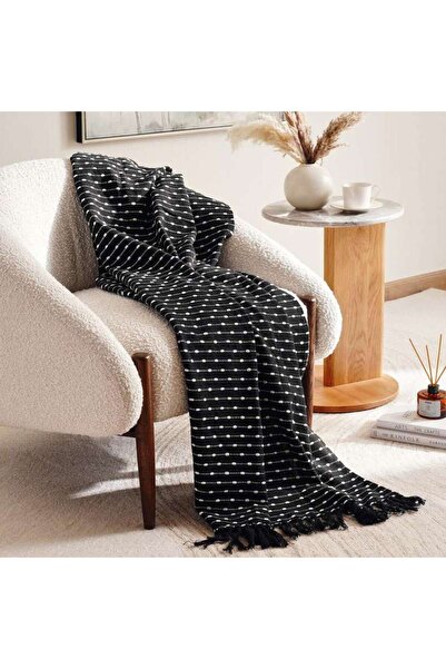 PAN HOME بطانية كارلسون المزخرفة 130×170 سم - أسود