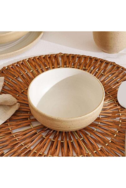 PAN HOME Sienna Spiral Stoneware Cereal Bowl Dia15cm --white & Light Brown