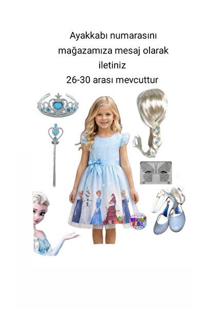 bemora kids Elsa Anna Frozen Dress Blue Dress Elsa Anna Printed Dress + Elsa ...