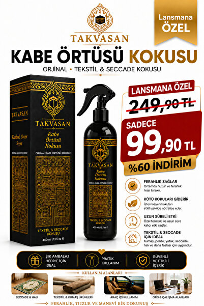 Takvasan Kabe Örtüsü Kokusu 400 ml Alkolsüz Oda ve Ortam Kokusu Hediyelik