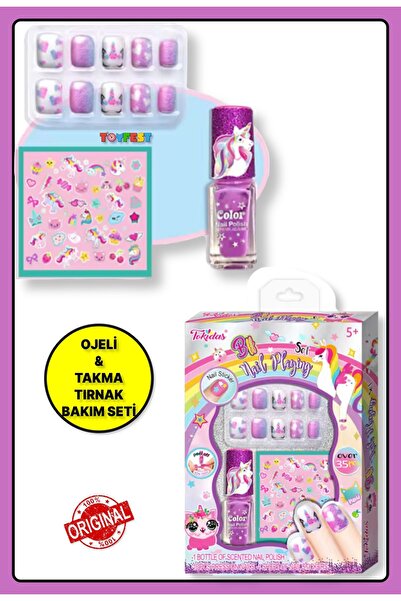 TOYFEST Tokidas BFF Nail Playing Set - Unicorn Modeli Ojeli Stickerlı Çocuk T...