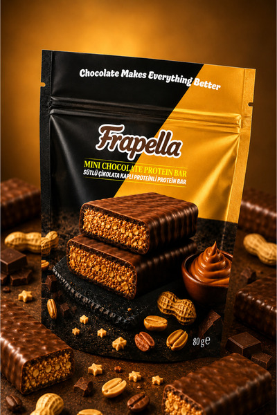 Frapella Sütlü Çikolata Kaplı Proteinli Yer Fıstıklı Bar 80 Gr. x 12 Adet