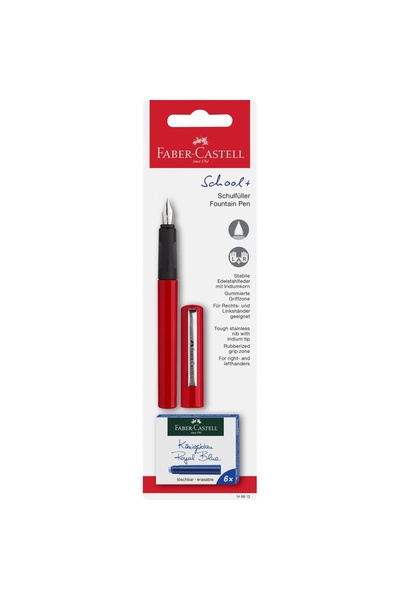 Faber Castell Set școlar BLISTER pix roșu + 6 rezerve FABER-CASTELL