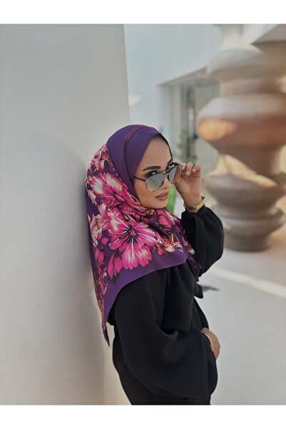 tomrisboutique شال حرير فاخر من الفوال، حجاب، وشاح، شال بنمط زهور، مقاس 70 × ...