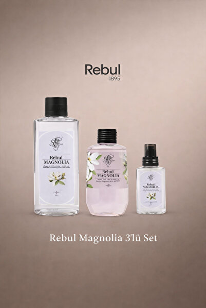 Rebul Magnolia (Manolya Kokulu) Edc 250ml Kolonya 500ml Duş Jeli 125ml Edc Ko...