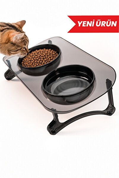 ATA HOME Kedi Mama Kabı, Kedi Köpek Mama ve Su Kabı, Çift Kaseli 15° Eğimli Y...