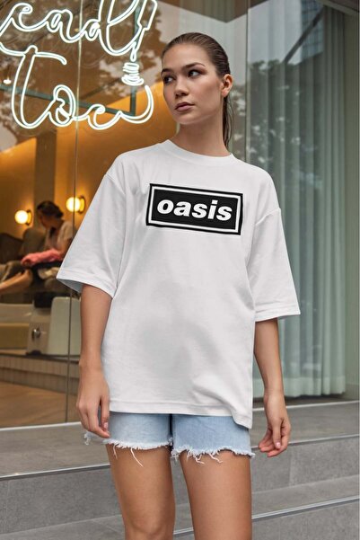 buzagi tasarım ürünleri Oasis Oversize Unisex White T-Shirt