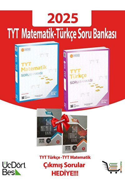 Üç Dört Beş Yayıncılık 345-2025 Model TYT Matematik-Türkçe Soru Bankası Çıkmış Sorular Hediyeli!