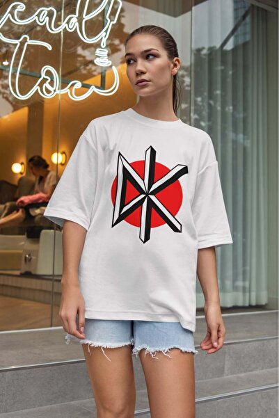 buzagi tasarım ürünleri Dead Kennedys Oversize Unisex White T-Shirt