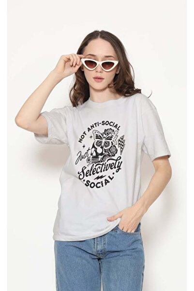 buzagi tasarım ürünleri Sarkastik Regular Fit Unisex White T-Shirt