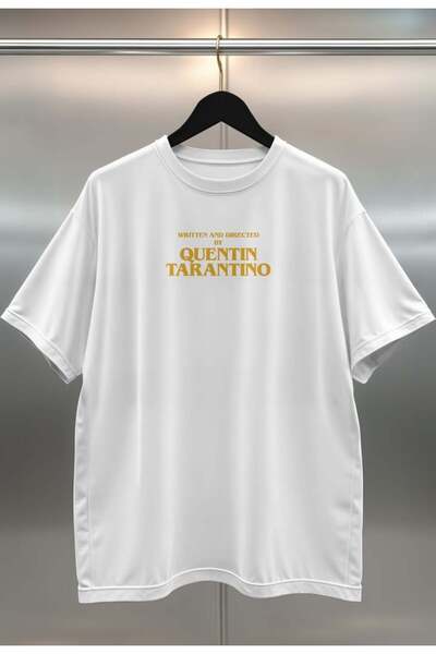 buzagi tasarım ürünleri Quentin Tarantino Digital Print Oversize Unisex White...
