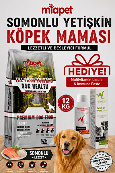 Miapet Somonlu Yetişkin Köpek Maması Multivitamin Liquid 100 ml Hediye 12 Kg