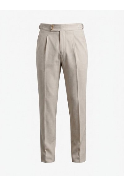 BASEL.CO Striped Old Money Pleated Lycra Fabric Trousers